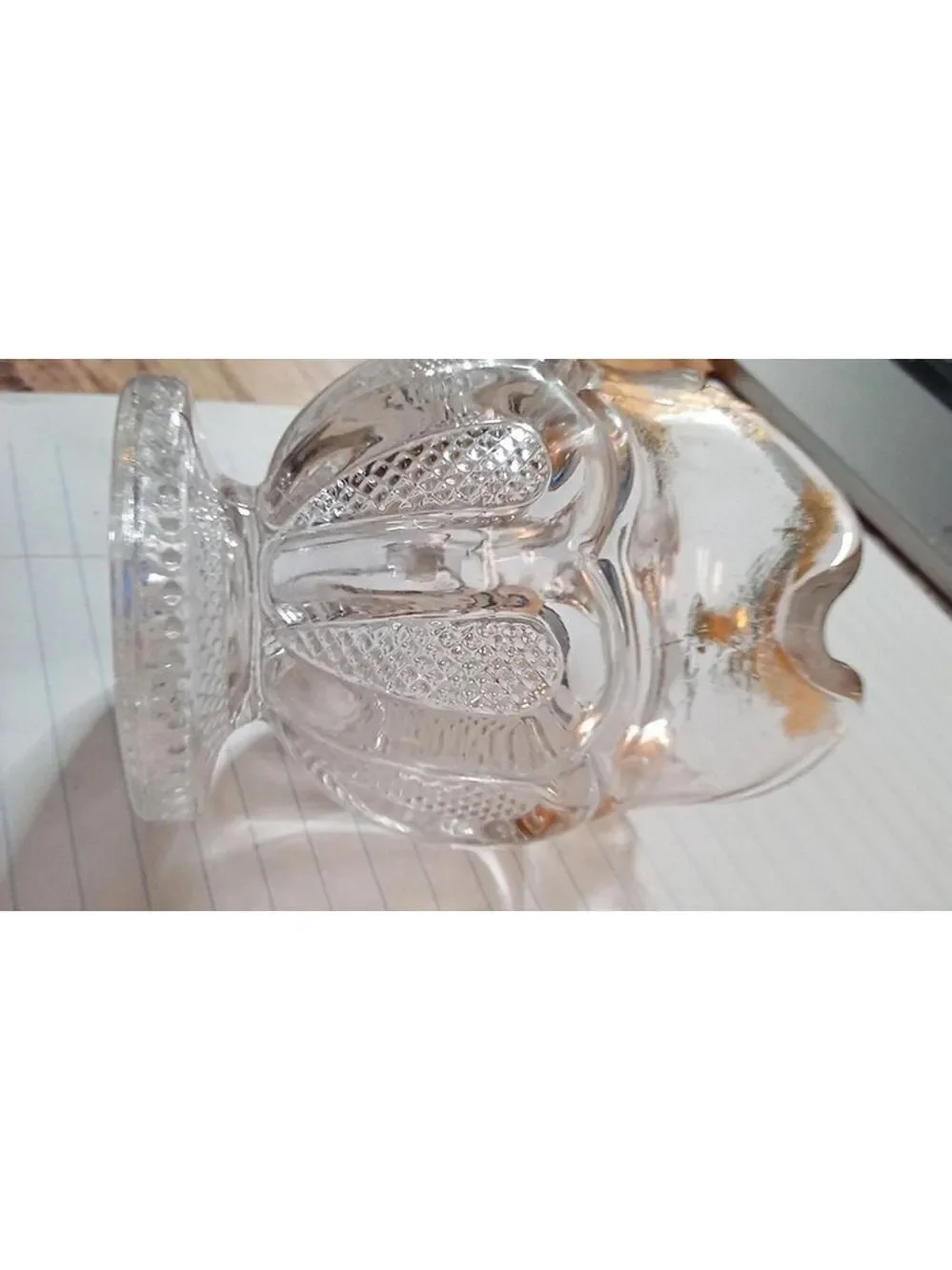 US Glass Antique EAPG Texas Loop Stippled Pattern Clear/Gold Creamer Pitcher